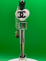 White Silicone Chanel Heart beadable Pen with Metal 5 Perfume Bottle