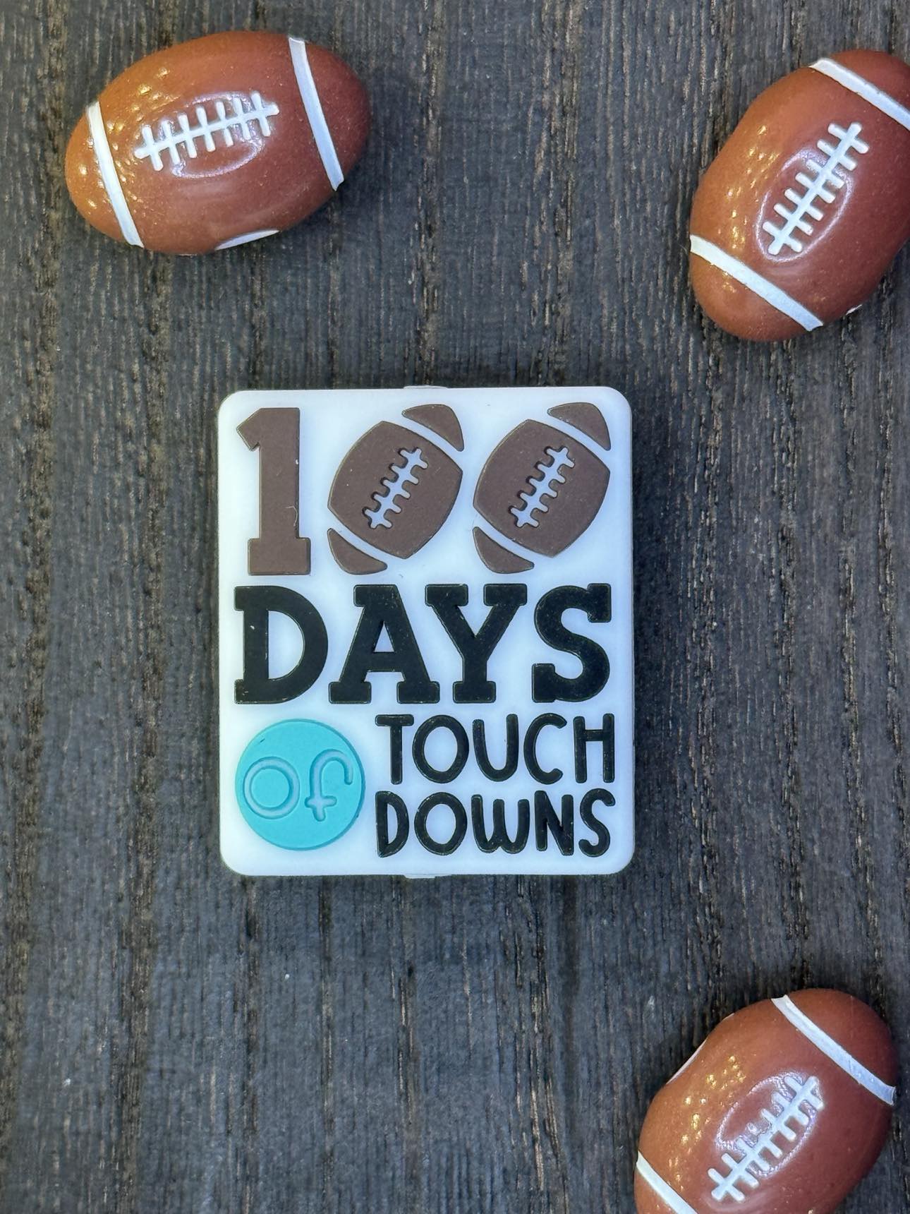 100 Days of Football Silicone Focal Bead