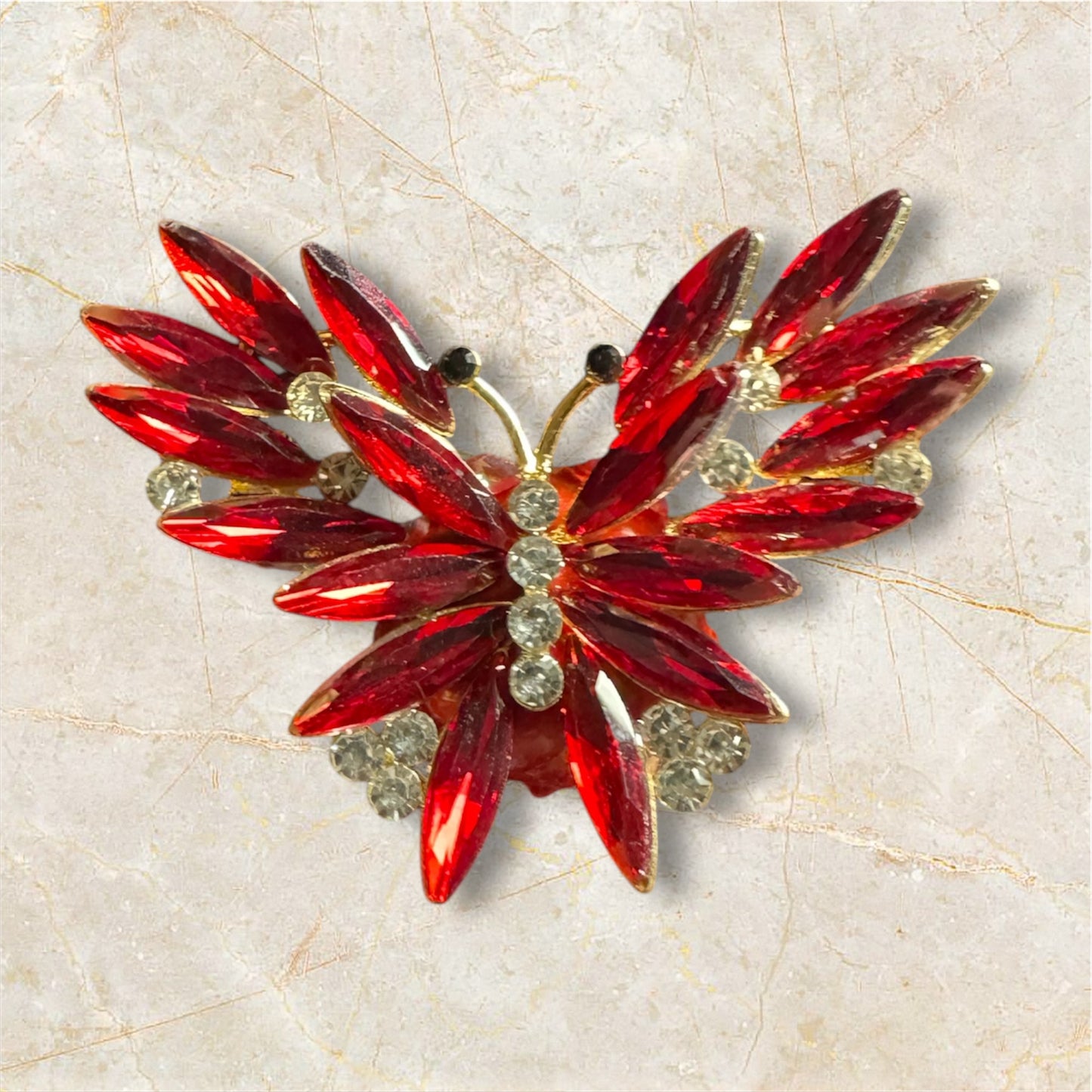 Red Rhinestone Butterfly Charm