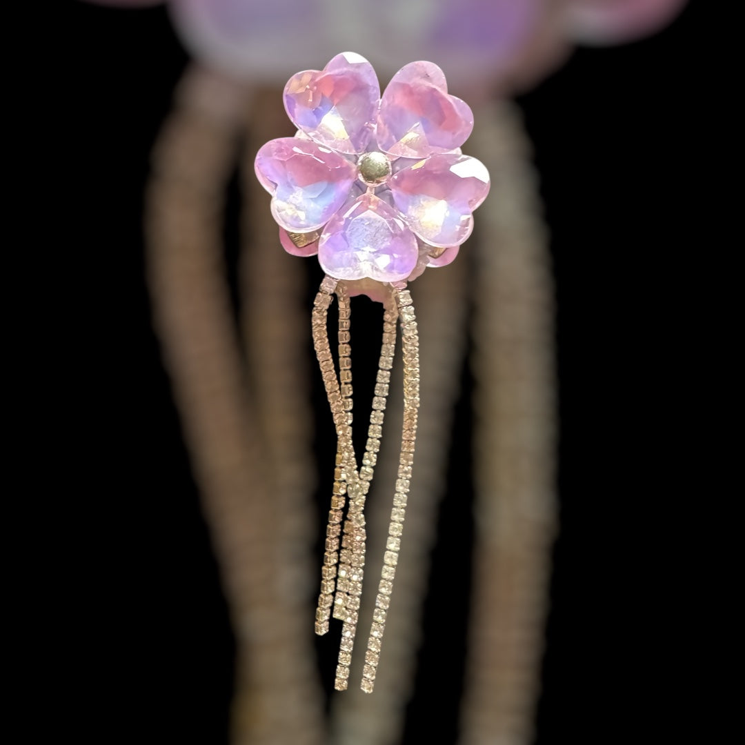 Rhinestone Pink Flower Dangle Luxury Bead