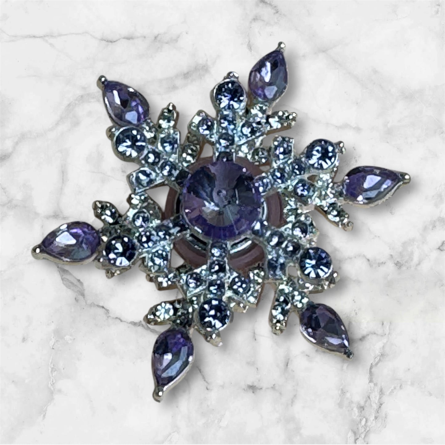 Purple Snowflake Rhinestone Spinning Star Charm