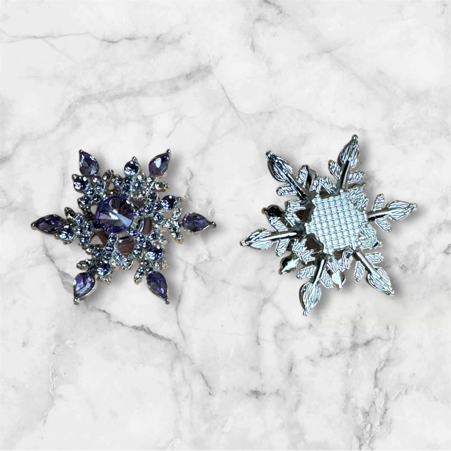 Purple Snowflake Rhinestone Spinning Star Charm