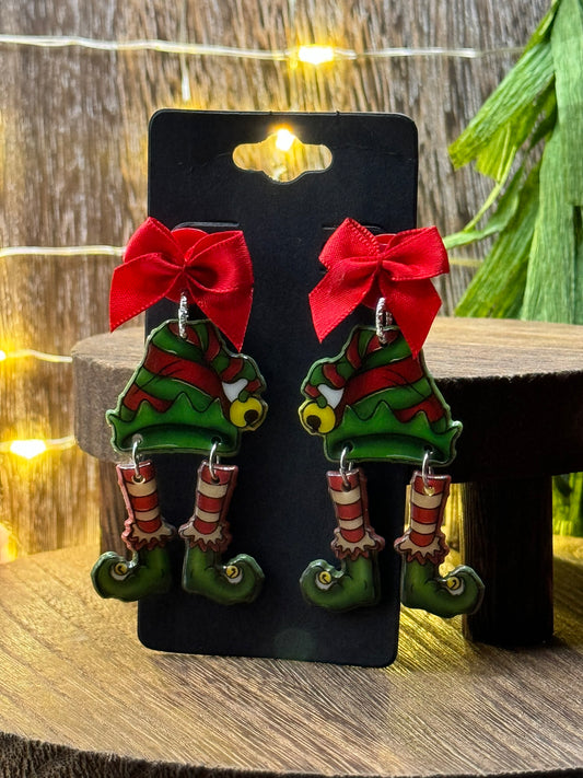 Christmas Elf with bow Earrings
