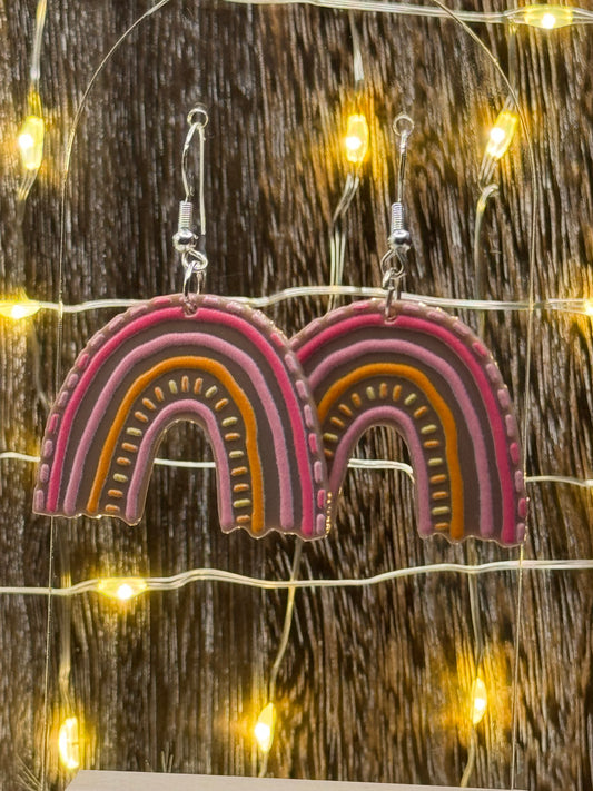 Pink Acrylic Rainbow Earrings