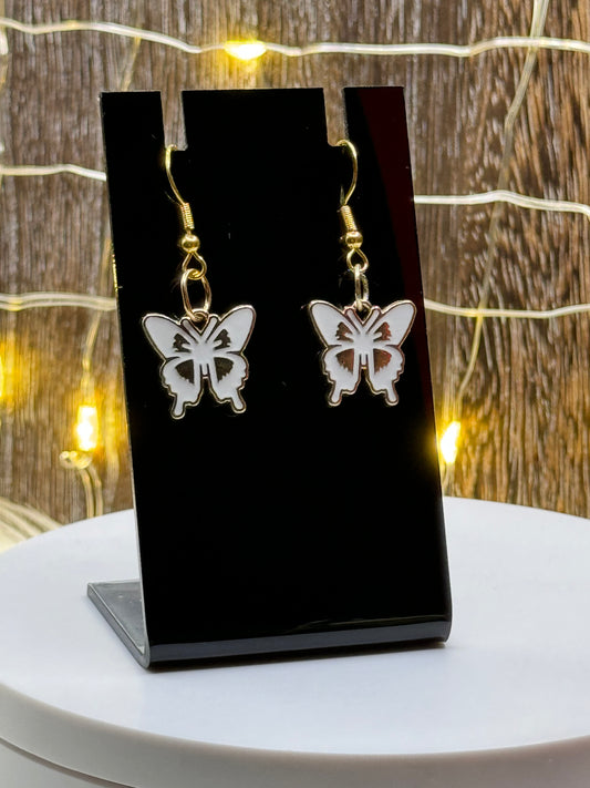 White Butterfly Dangle Earrings