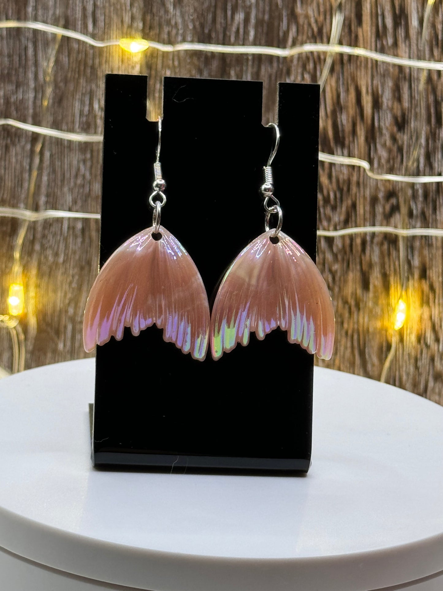 Peach Mermaid Tail Dangle Earrings