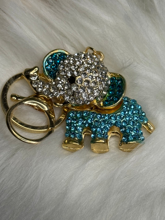 Teal Elephant Keychain