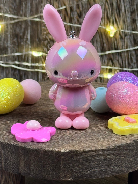 Pink Galaxy Coated Bunny Rabbit Pendant
