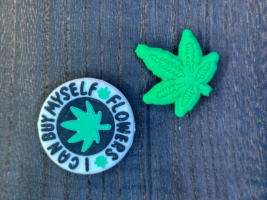 Happy Leaf and I can Buy Flowers Silicone Focal Beads