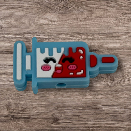 Happy Syringe Face  Silicone Focal Bead