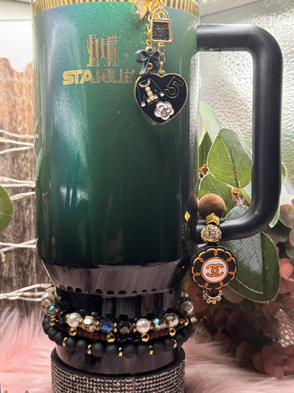 Designer bracelet stack, handle ring and straw dangle
