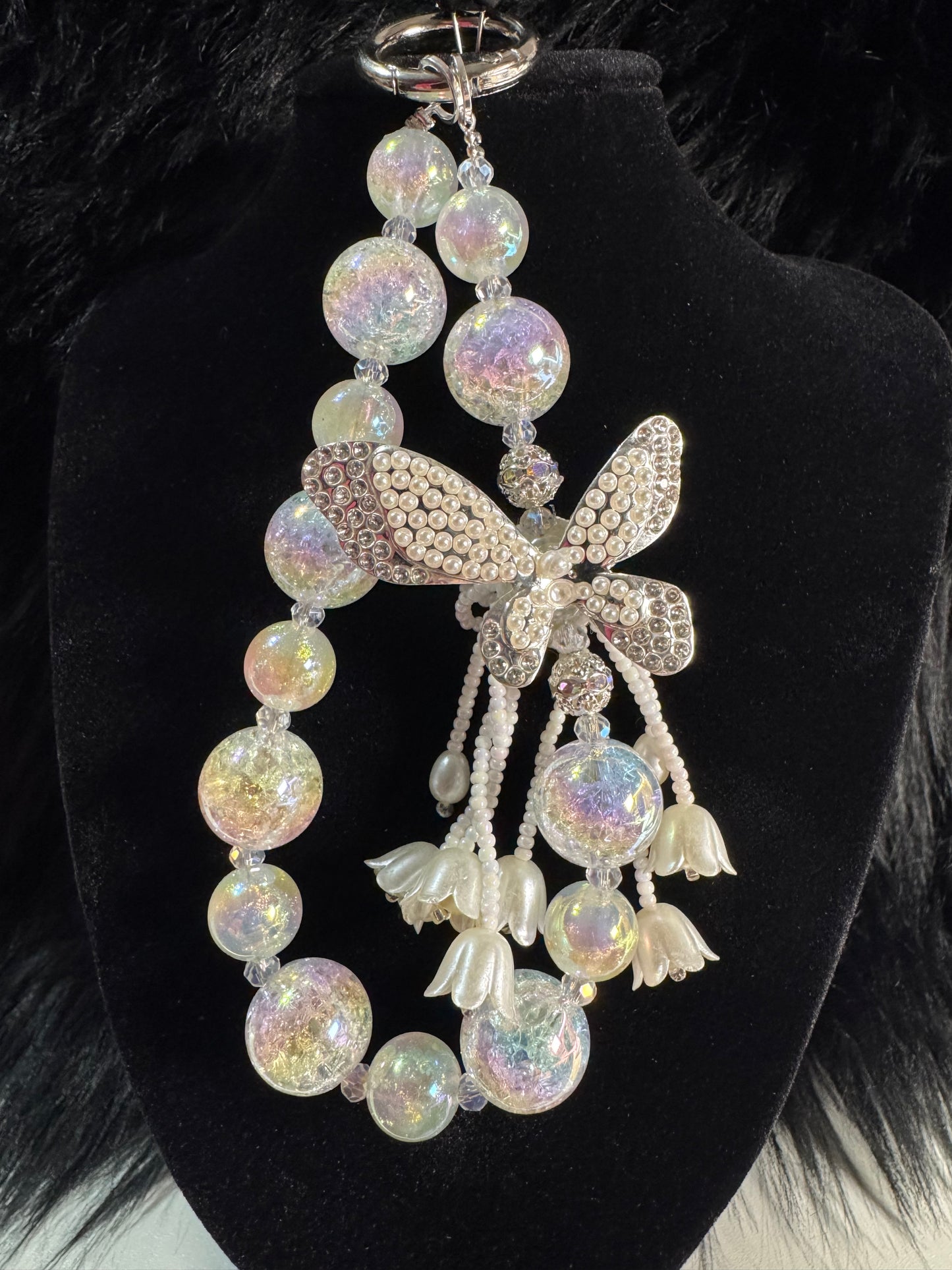 Clear Acrylic Beaded Butterfly Keychain