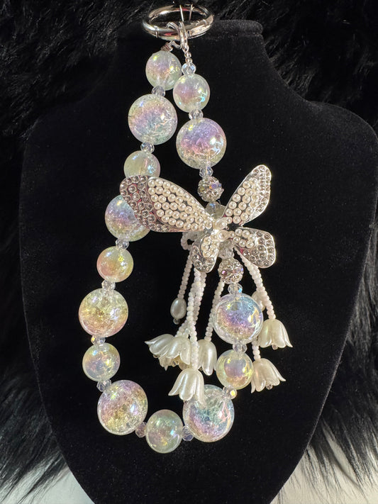 Clear Acrylic Beaded Butterfly Keychain