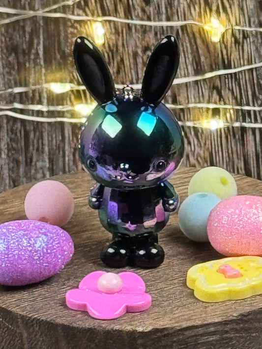 Black Galaxy Coated Bunny Rabbit Pendant