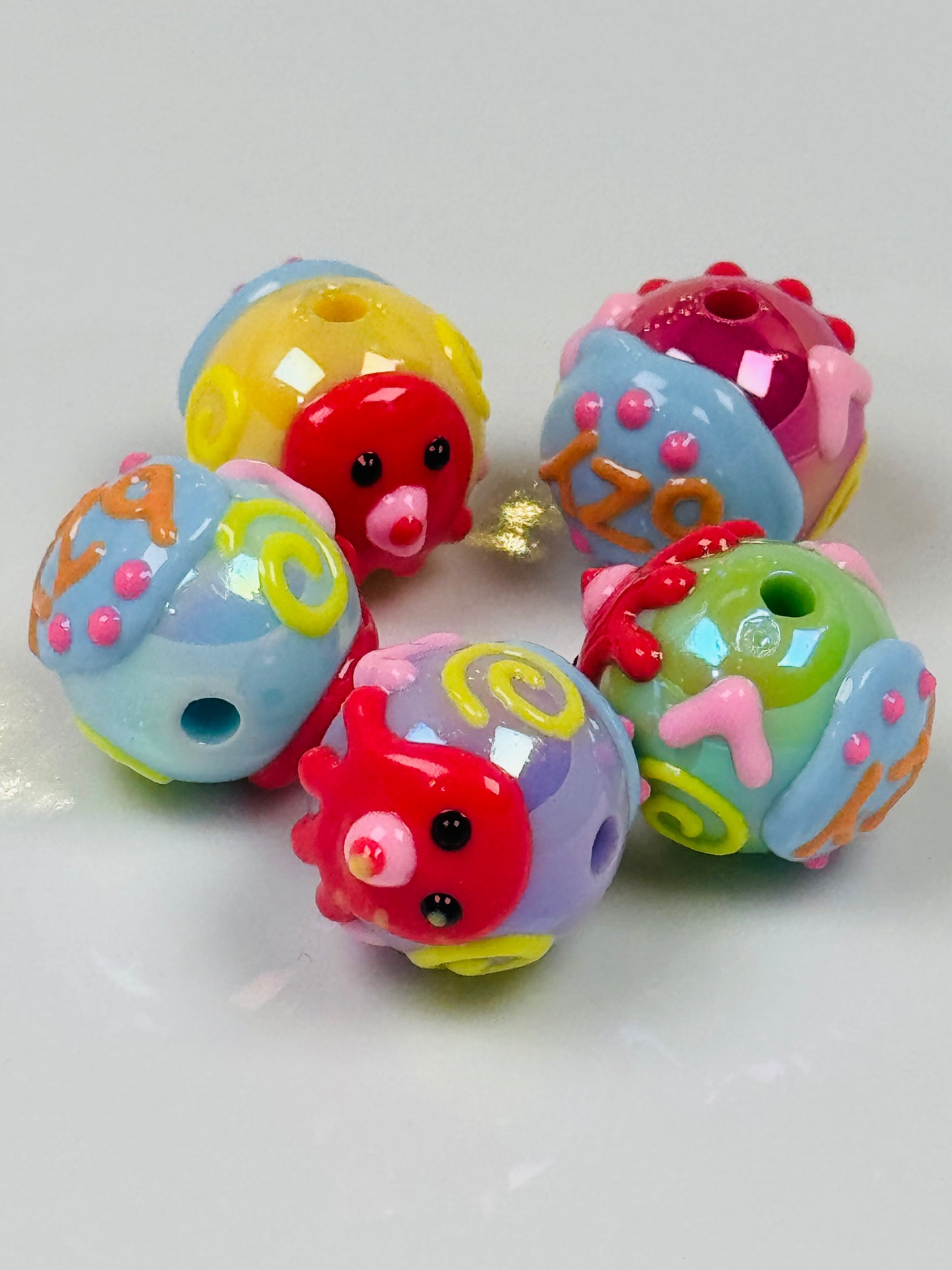 Hand painted acrylic beads Set