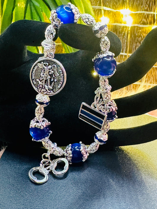 Thin Blue Line Charm Bracelet