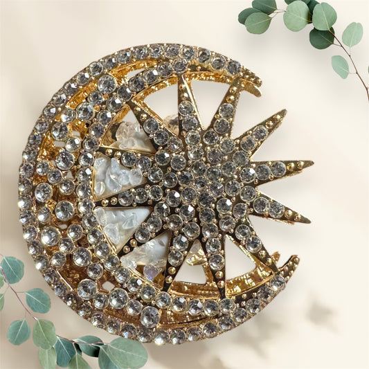 Rhinestone Moon and Star Charm