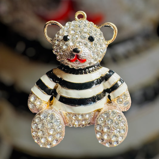Rhinestone Stripped Bear Pendant