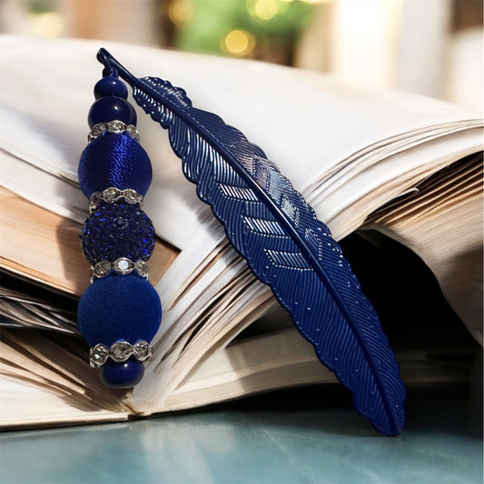 Thin Blue Line Threaded and Rhinstone Bookmark
