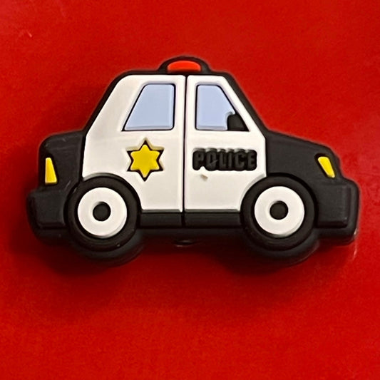 Black Police Car Silicone Focal Bead