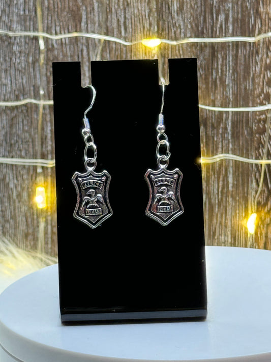 Police Badge Dangle Earrings