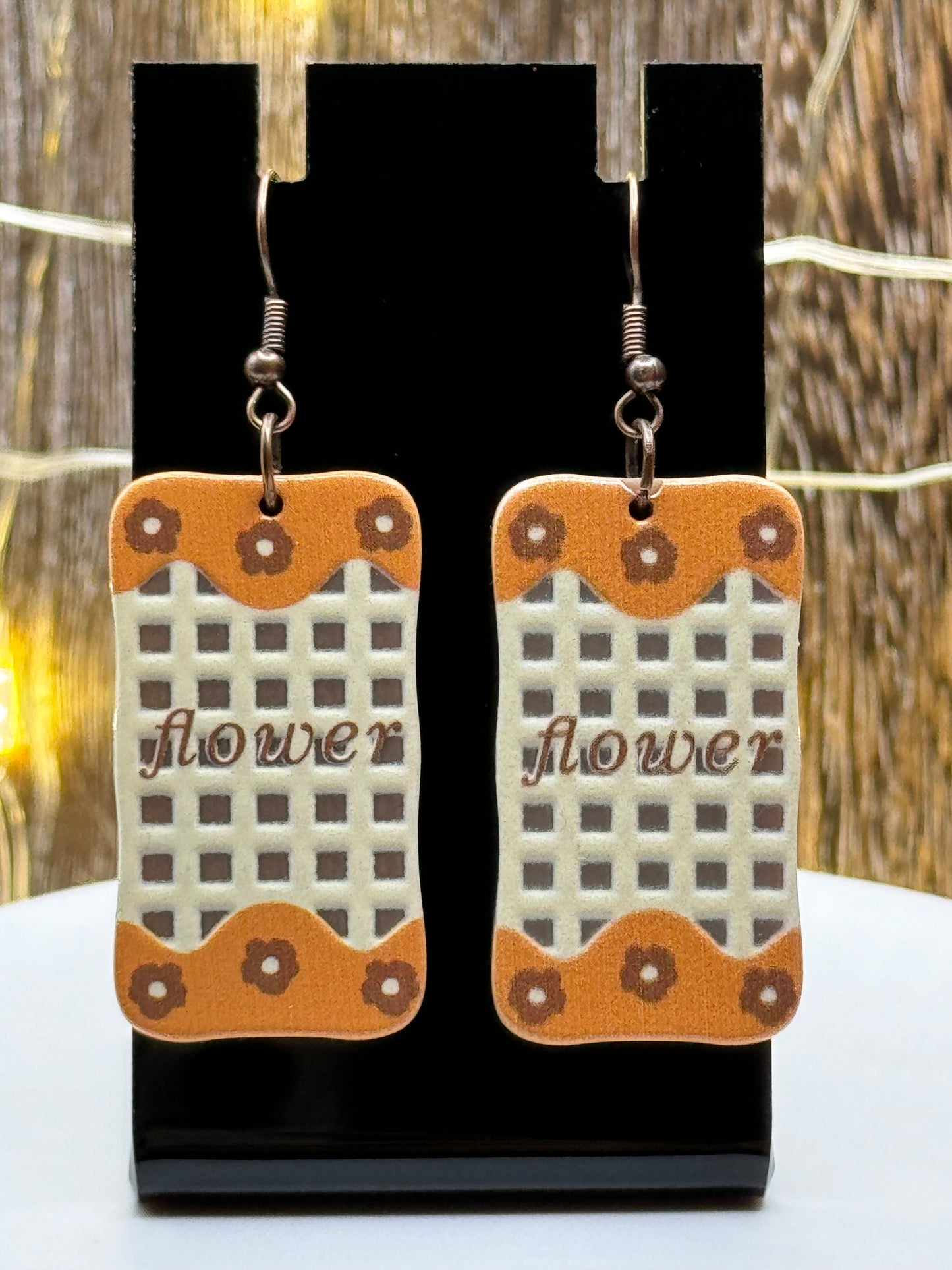 Lattice and Flower Dangle Earrings
