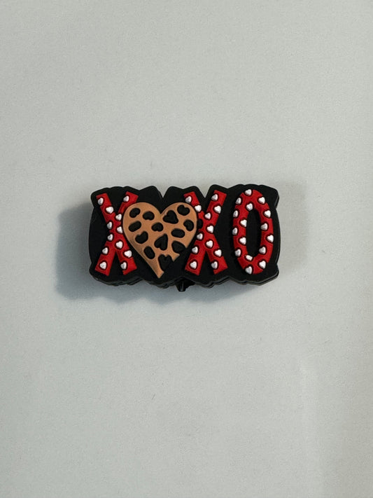 XOXO Heart Silicone Focal Bead