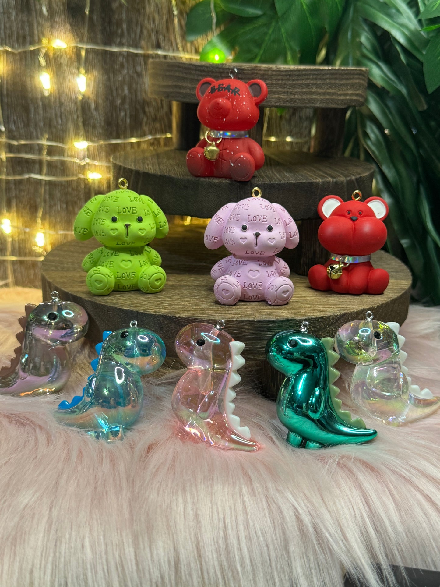 Dinosaur and Bear Keychains